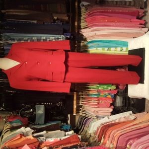 TALBOTS PETITES ♡ Gorgeous Vintage Red 2pc Single Breasted 3 Button Pant Suit 6P